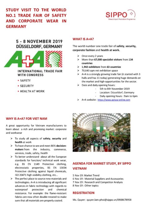 STUDY VISIT TO THE WORLD NO.1 TRADE FAIR OF WORKWEAR AND CORPORATE WEAR IN GERMANY